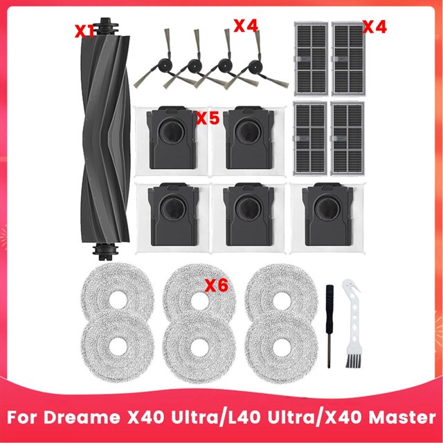 Para Aspiradora Robot para X40 Ultra/L40 Ultra/X40 Master, Cepillo Lateral Principal, Filtro HEPA, Paño de Fregona, Bolsas para el Polvo