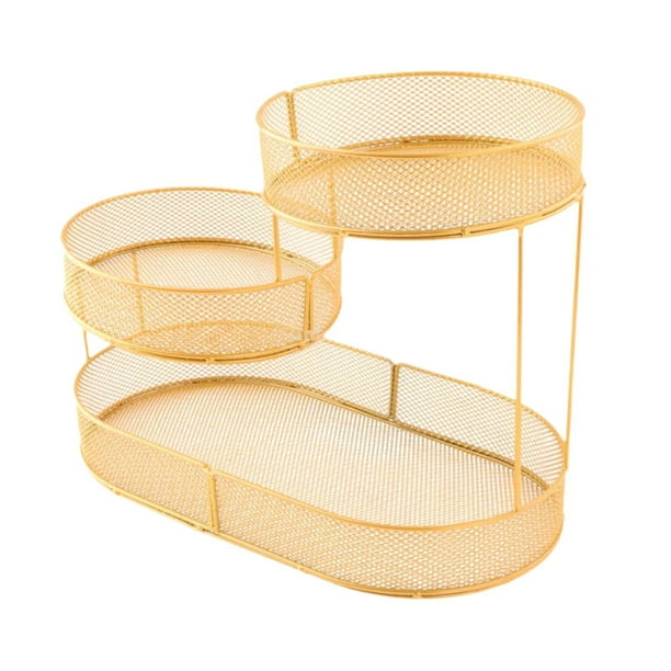 Cesta de fruta de metal de 3 niveles para encimera, bandeja para servir de gran capacidad, ahorra espacio oro