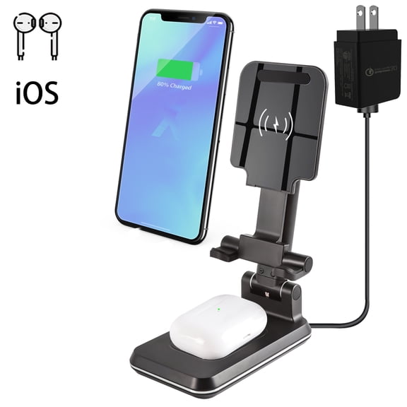 3 in 1 Fast Wireless Charging Station Dock for Apple Watch Series 7/6/SE/5/4/3/2, Airpods Pro 2, iPhone 13/13 Pro/12/12Pro/SE/X/XR/XS/8 Plus QI Phone -Black