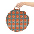 thumbnail image 2 of Abstract Round Floor Cushion with Handle, Rhythmic Squares Vintage Motifs Autumn Tones Pattern, Decorative Pillow for Living Room & Dorms, 18" Round, Vermilion Cadet Blue, by Ambesonne, 2 of 4