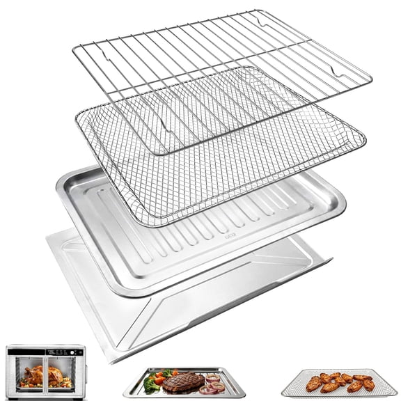 GWY Toaster Oven Accessories,14.3" x 12" Air Fryer Replacement Parts Baking Pan Grill Pan Basket Crumb Tray for Gourmia GTF3588 French Door 37QT Air Fryer Oven