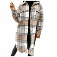 thumbnail image 3 of Womens Fall Clothes Long Sleeve Plaid Print Button Open Front Long Cardigan Outerwear, 3 of 4