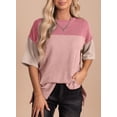 thumbnail image 2 of Eytino Womens Tops Summer Short Sleeve Crewneck Shirts Tops Color Block Lightweight Tunic Top, 2 of 4