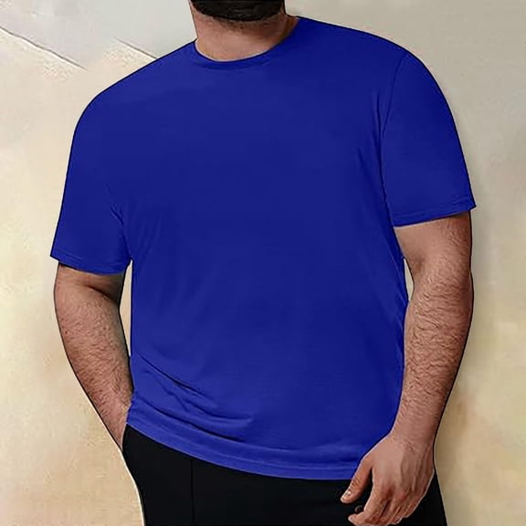 gbyLJF Men's Big and Tall Shirts Solid Color Short Sleeve Crewneck T-Shirts Casual Oversized T Shirt Men