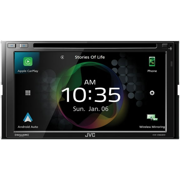 JVC Mobile KW-V960BW 6.8-Inch Double-Din In-Dash DVD Receiver With Bluetooth, Apple Carplay, Android Auto, And Siriusxm Ready