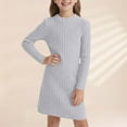 thumbnail image 2 of HXWCHs Robe Tutu Filles Coupe Ajustée Robe Moulante Hiver Chaude Extensible Col Roulé Manches Longues Tenue Décontractée pour Tout-Petits et Enfants avec Gris Doux 9-10 Ans, 2 of 5