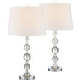thumbnail image 3 of 360 Lighting Solange 25" High Modern Glam Table Lamps Set of 2 Silver Finish Stacked Crystal White Shade Living Room Bedroom, 3 of 10