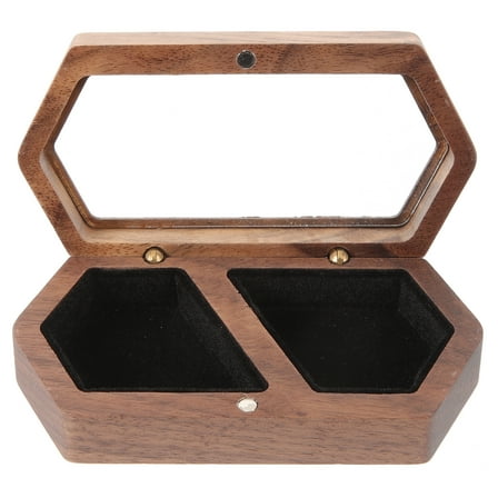 FRCOLOR  Jewelry Stand Necklace Black Walnut Wooden Ring Box Man Bride