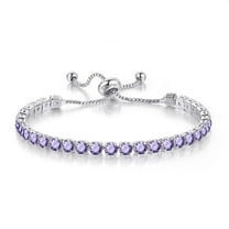 Paris Jewelry 18k White Gold 6 Ct Created Tanzanite Round Adjustable Tennis Bracelet, White plated