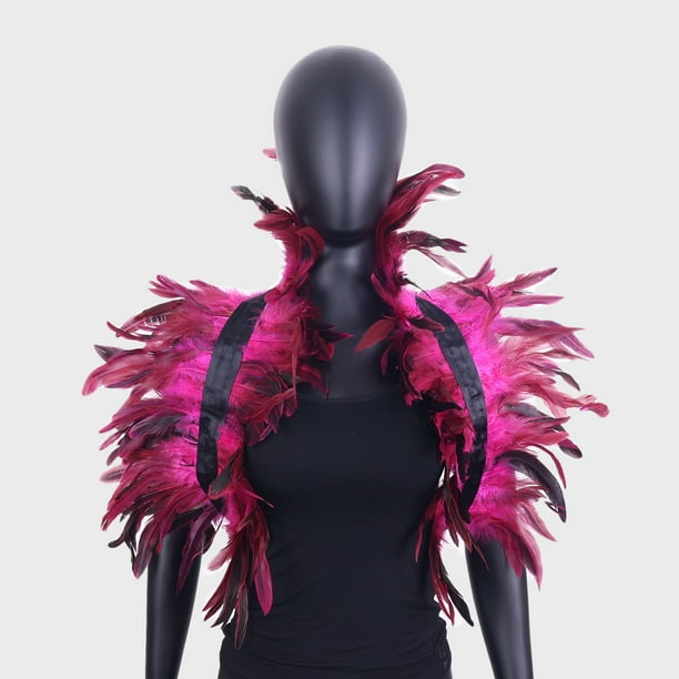 Chal de plumas gótico para fiesta de Halloween, espectáculo de baile, accesorios de plumas de pollo, capa