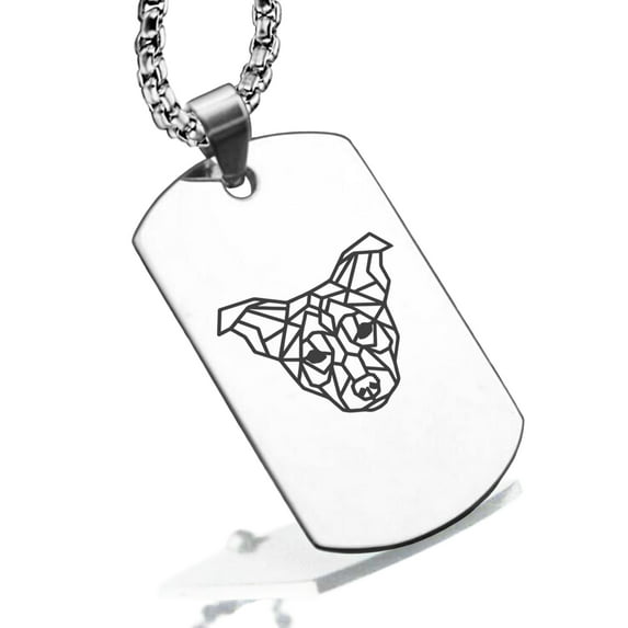 Stainless Steel Geometric Polygon Dog Animal Dog Tag Pendant Necklace