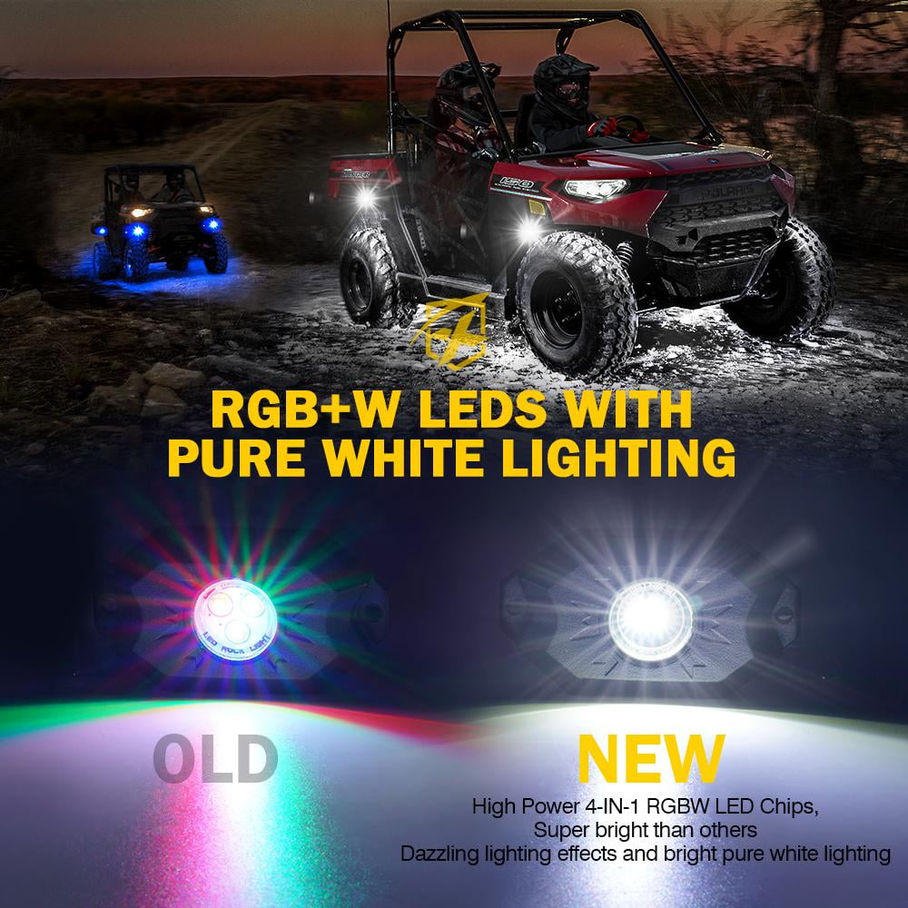 Xprite Universal RGB + Pure White LED Rock Lights Truck Bed Lighting Neon Light with Bluetooth and Remote Control Fits select: 1975-2022 FORD F150, 1999-2022 CHEVROLET SILVERADO
