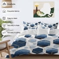 thumbnail image 3 of Blue Blocks Bedding Duvet Cover Set King Size 4 Pieces Modern Art Yellow Line Decor Soft Twill Plush Quilt Cover, Include 1 Duvet Cover 1 Flat Sheet And 2 Pillow, 3 of 7