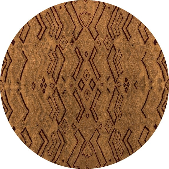 Ahgly Company Indoor Round Abstract Orange Modern Area Rugs, 3' Round