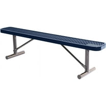 Coated Outdoor Furniture Heavy-Duty Portable Outdoor Bench Thermoplastic Coated, Expanded Metal, Commercial-Grade Seating, Made in America (Portable Without Back, 6 Ft, Textured Dark Blue)