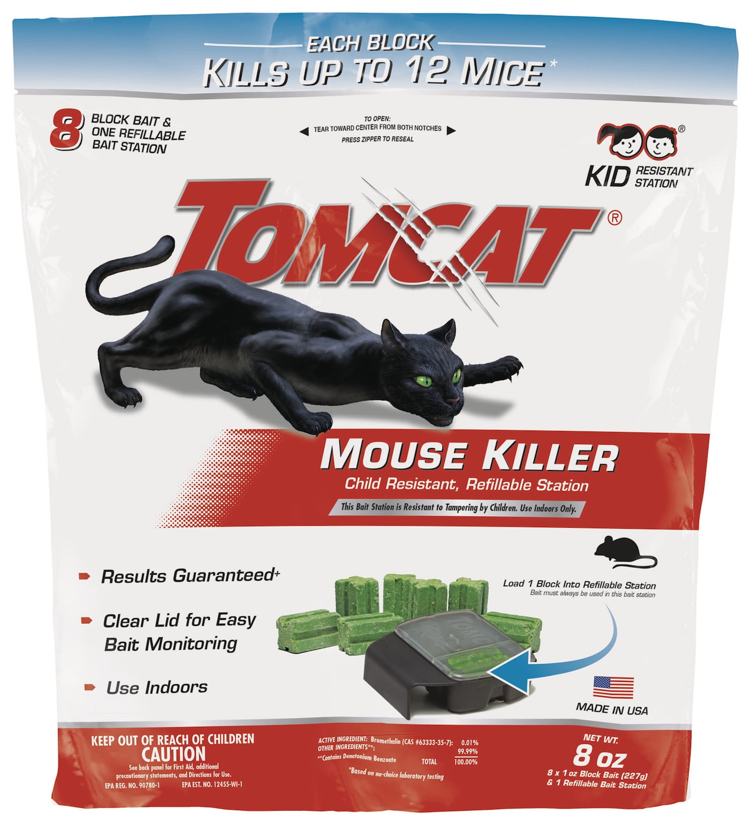Tomcat Mouse Killer Child Resistant, Refillable Station, 1 Station, 8