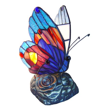 Tiffany Style Blue Butterfly Accent Lamp