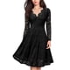 thumbnail image 2 of SAYOO Vestido floral de encaje femenino, falda de manga larga sólida con cuello en forma de V y cintura alta SAYOO  moda, 2 of 6