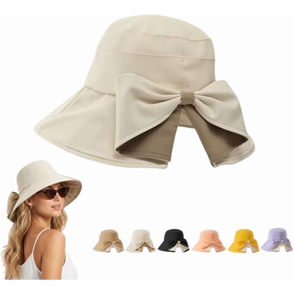 Women's Bowknot Wide Brim Sun Hat – Foldable, 360° Protection UV Protection Breathable Summer Travel Beach Hat
