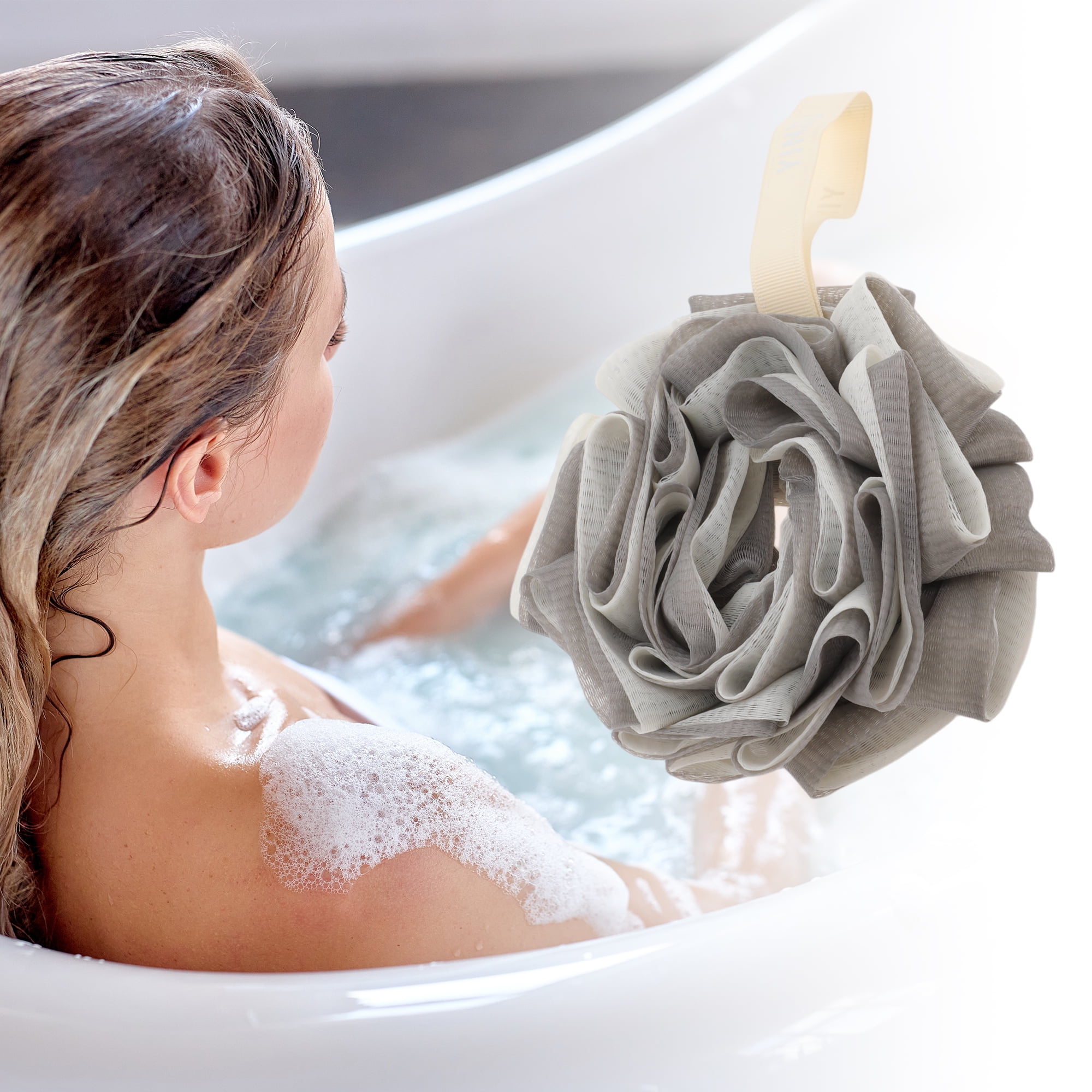 Unique Bargains Convenient Bath Shower Loofah Sponge 1 Pc Gray