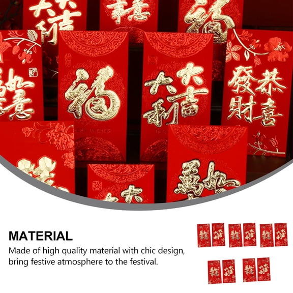 Lanytaeo 20pcs Traditional New Year Red Envelopes Red Envelopes Festival Gift (Red)