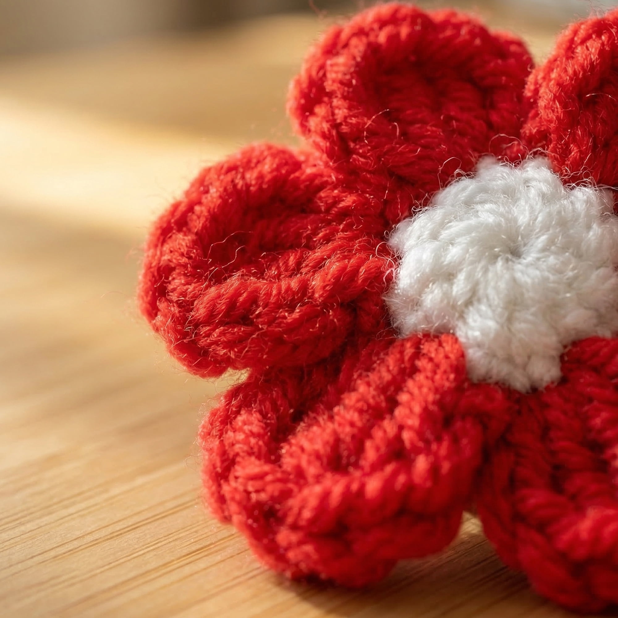 Unique Bargains 2Pcs Handmade Crochet Potted Knitted Plant Small Yellow Flowers Red 4.3in