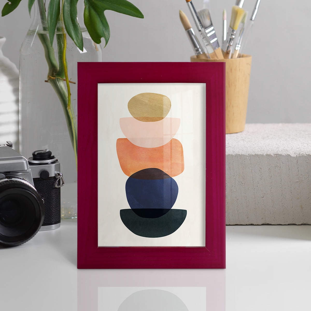Mod Pods II -Framed Print w/glass-Cherry Red