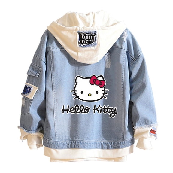 Sanrio Hello Kitty Unisex Cowboy Jacket Hoodie Spring and Autumn Sweet Top