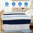 thumbnail image 4 of Navy Blue Aqua Striped Cooling Blanket, Lightweight Breathable Summer Throw Blanket with Double Sided Cold Effect, Farmhouse Stripe Art Picnic Beach Blankets Bed Sheet for Hot Sleepers 40"x60", 4 of 8