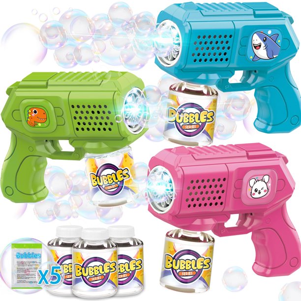 Paquete de 3 pistolas Bubble Guns Beria con solución de burbujas para niños mayores de 3 años
