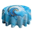 thumbnail image 4 of Blue Marble Gold Swirl Pattern Round Tablecloth 60"x60",Wrinkle Wipeable Table Cloth for Kitchen Dining Room Picnic Patio Party, 4 of 6