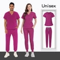 thumbnail image 3 of Conjunto de ropa de lavado de hospital, ropa de enfermera para quirófano de clínica oral, ropa de manga corta con cuello en V para cepillarse las manos, 3 of 6