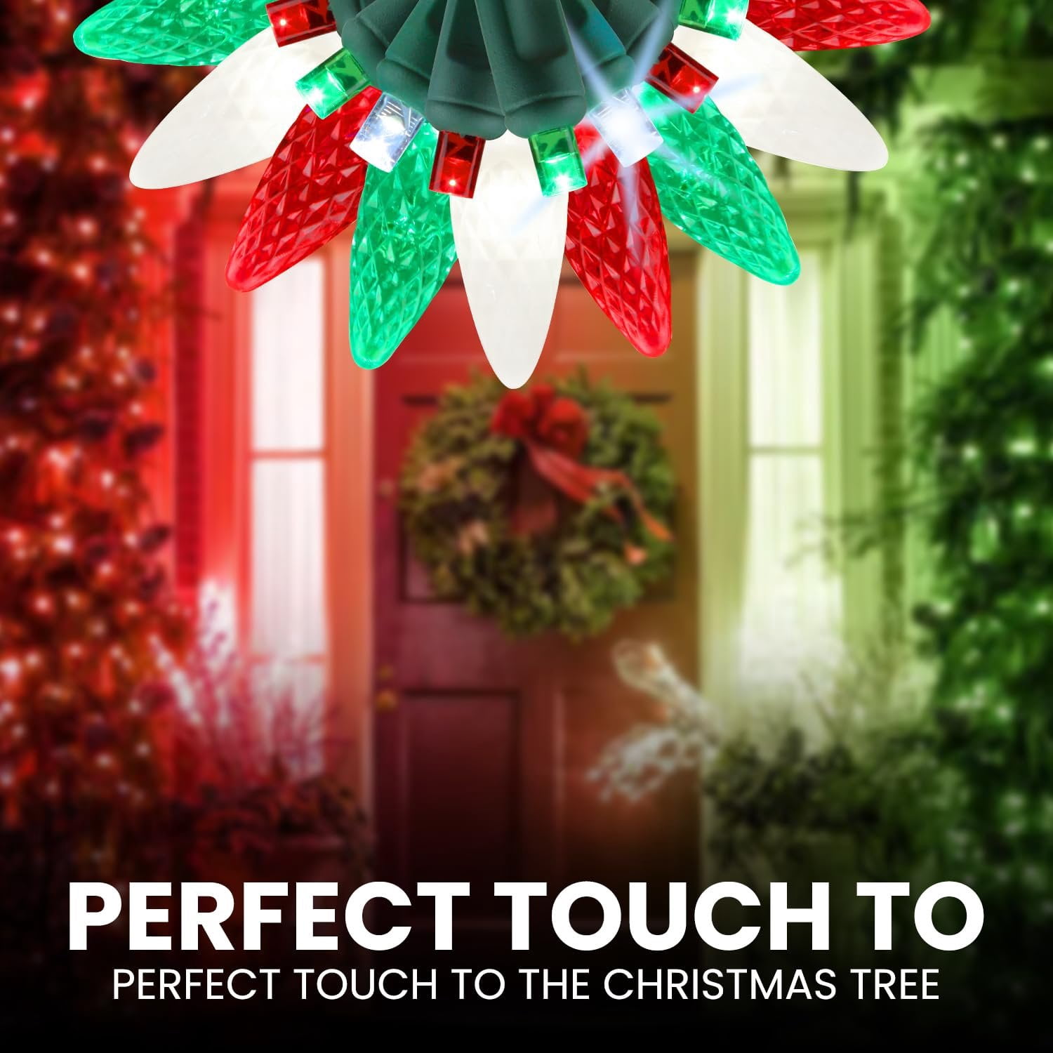 Christmas LED Duet C6/5mm Twinkling Lights  8 of 50 Lights Twinkle, Professional Grade Indoor Outdoor, 24.5 Feet Sparkling Light String, 50 Red, Green & White LED Bulbs - Christmas Tree Holiday Decor