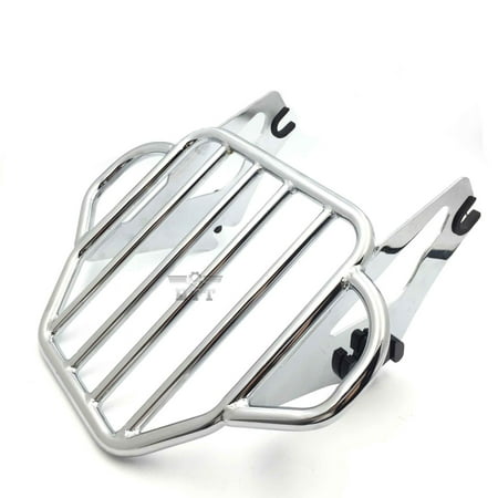 Glide Rack - HTT Motorcycle Chrome King Detachables Two-Up Luggage Rack For 2009-2016 Touring Road King / Street Glide / Road Glide