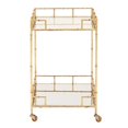 thumbnail image 2 of Urban Designs 7727556 Gold Leaf 2-Shelf Square Metal Mirror Mobile Bar Cart - 30 x 18 x 18 in., 2 of 2