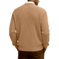 thumbnail image 4 of Dwelliawo Men's Cardigan Sweaters Long Slevee Shawl Sweater V Neck Lightweight Button Down Knit Wool Cardigan Sweaters with Pockets Autumn Clothes Light Brown XL, 4 of 7