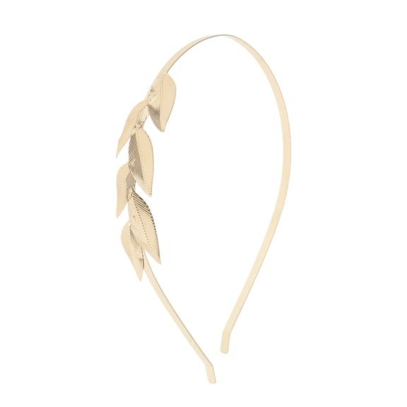 Unique Bargains 1 Pc Exquisite Twilled Leaf Headbands for Women Gold Tone