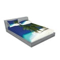 thumbnail image 2 of Ambesonne Tropical Fitted Sheet & Pillow Sham Set, Untouched Coastline, Full, Navy Blue White, 2 of 2