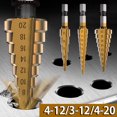 thumbnail image 1 of 3 PC HSS Titanium Step Drill Bit Set Cobalt Multiple Hole Step Drill Bit Set + Aluminum Case or Sheet Metal   Multiple Hole Stepped Up Bits for DIY Lovers, 1 of 9