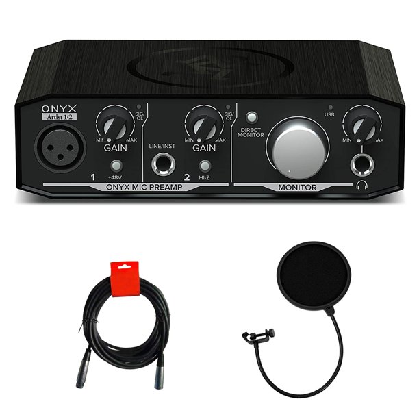 Mackie Onyx Artist 1 2 Usb Audio Interface Bundle With Pop Filter Xlr Xlr Cable Walmart Com Walmart Com