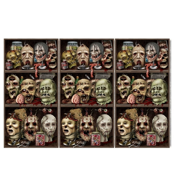 Scary Heads Backdrop, 4' x 30', (1/Pkg)