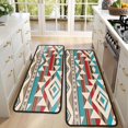 thumbnail image 4 of Kitchen Rugs Sets Of 2,Brown Triangular Geometric Pattern Anti Fatigue Kitchen Mat Rugs Non Slip Washable,Decorative Kitchen Floor Mats for Kitchen,Sink,Laundry,17"x47"+17"x47", 4 of 5