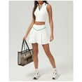 thumbnail image 4 of PISONIC 2 Piece Tennis Dress for Women Pleated Tennis Skirt Sleeveless Racerback Padded Crop Top Golf Workout Outfits, 4 of 6