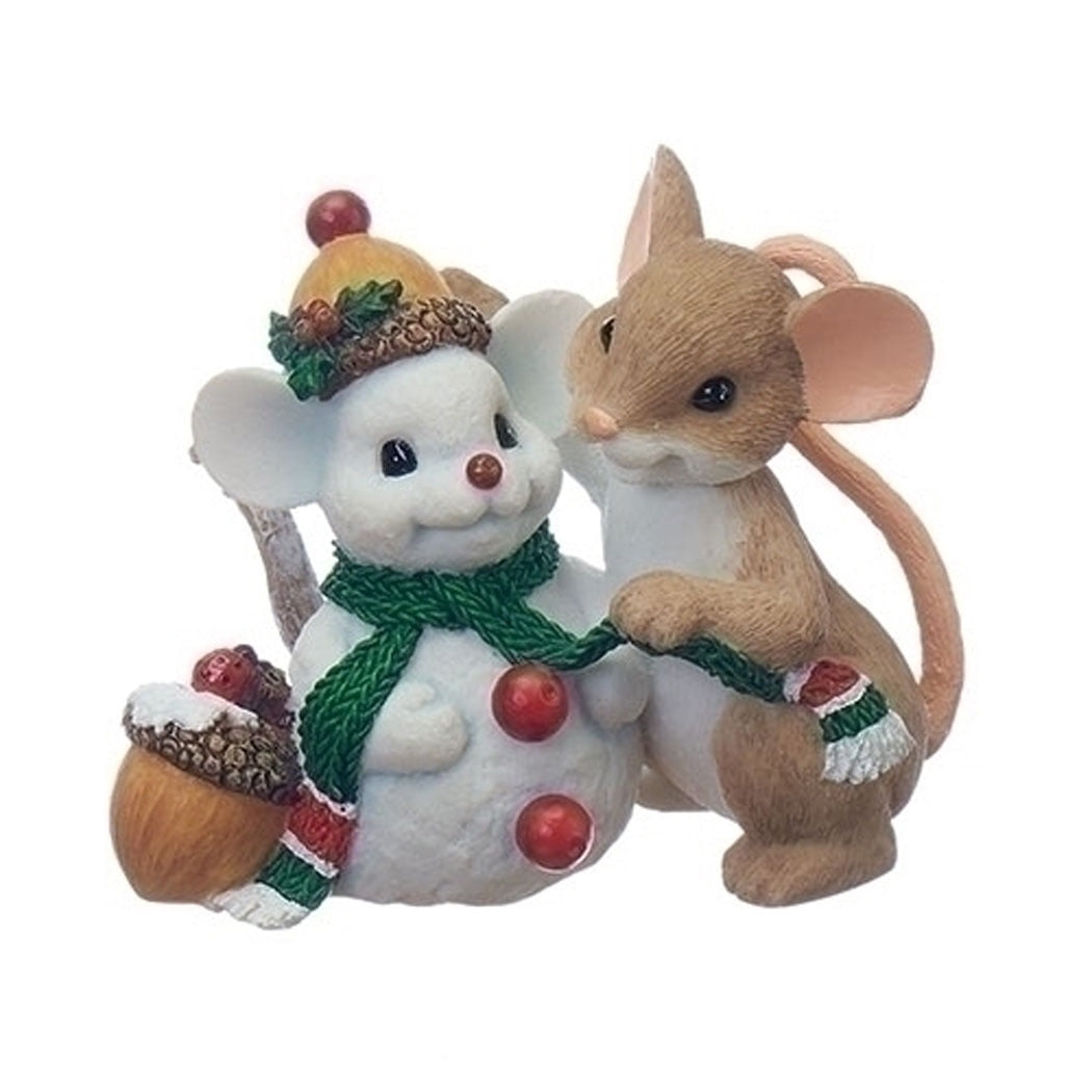 Charming Tails 130444 Christmas Mouse with Snowman Friend 2017