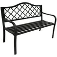 thumbnail image 1 of Sunnydaze 2-Person Lattice Design Cast Iron Outdoor Garden Bench, Black, 1 of 10