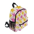 thumbnail image 2 of FORMRS School Backpack with Front Zippered Pocket 12" Student Travel Daypack, Yellow Pink Stars, 2 of 6