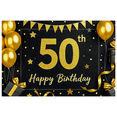 thumbnail image 2 of Black Background Glittery Golden 50th Happy Birthday Banner Party Supplies Backdrop Decorations for Photography Props Birthday Party Celebrations, 2 of 7