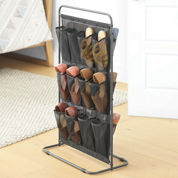 Whitmor 24-Pocket Metal Mesh Shoe Organizer - Gunmetal Gray