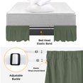 thumbnail image 5 of Olive Green Bed Skirt King Size 16 Inch Drop, Deep Green Color Solid Background Autumnal Rustic Farmhouse Adjustable Elastic Dust Ruffles Bedskirt for King Bed Wrap Around Pleated Mattress Cover, 5 of 9