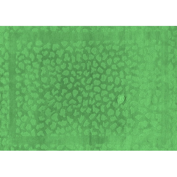 Ahgly Company Indoor Rectangle Abstract Emerald Green Modern Area Rugs, 5' x 8'